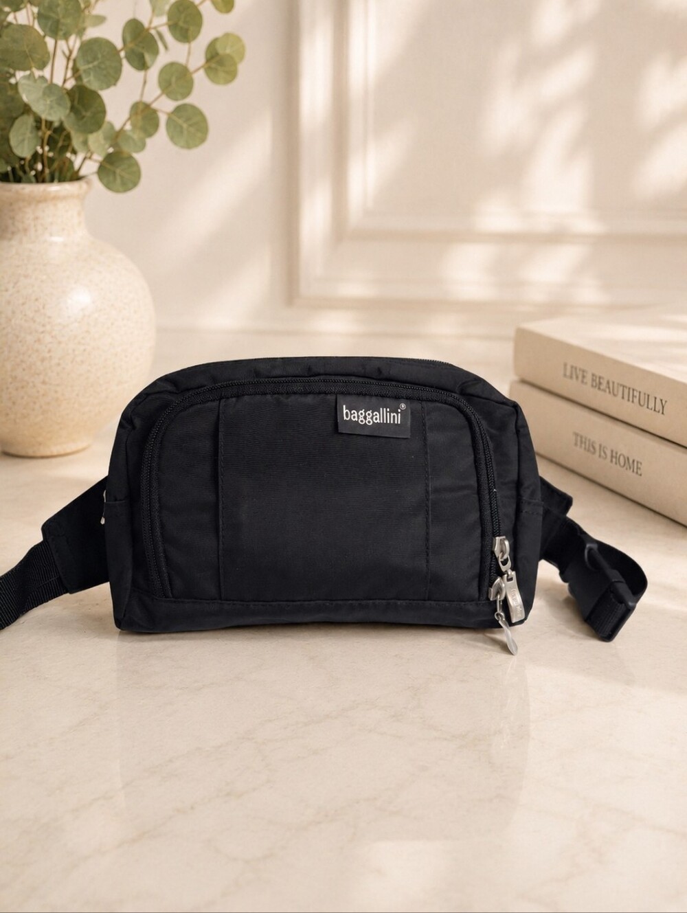 Baggallini Black Nylon Waist Pack Belt Bag Crossbody NWOT